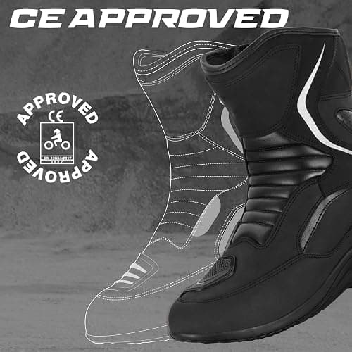 SAGA MOTO Men’s Motorcycle Boots – Waterproof Leather Biker Riding Shoes with CE Approved, Anti-Slip Sole & Breathable Lining thumbnail 5