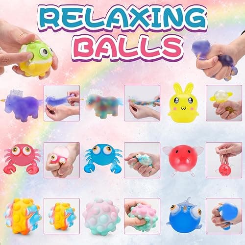 36 Pack Stress Balls, Squishy Balls, Squishy Fidget Stress Relief, Squeeze Ball for Adults Stress Relieve, Prize Box for Friends, Party Favors thumbnail 3