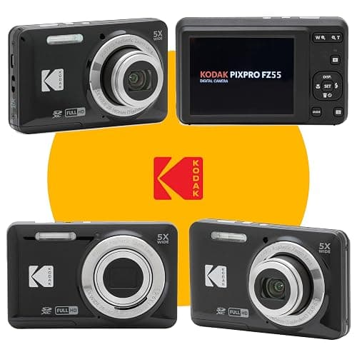 KODAK PIXPRO FZ55 16MP Digital Point & Shoot Camera, 5X Optical Zoom, 28mm Wide Angle, 1080P Full HD Video, Bundle with 32GB SD Card, Protective Case, and Hi-Speed Card Reader (Black) - Black thumbnail 3