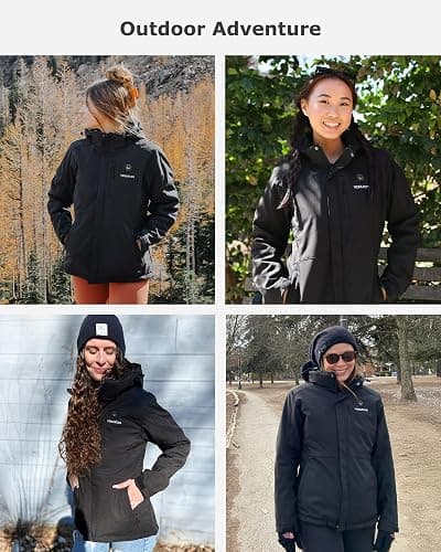 Venustas Women's Heated Jacket with Battery Pack, Waterproof & Windproof Electric Insulated Heated Coat With Detachable Hood thumbnail 6