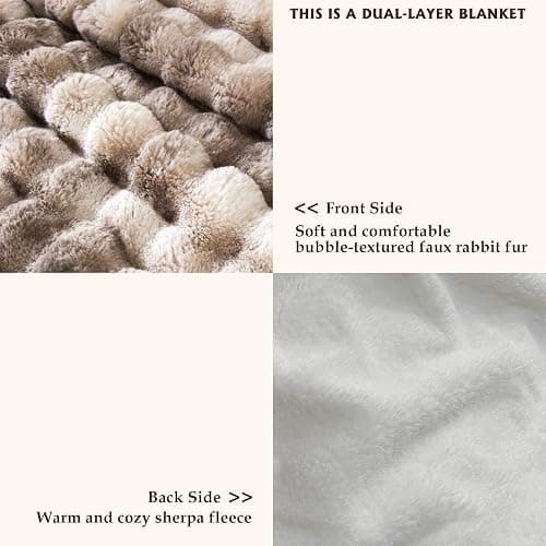 Serenhom 60x80 Inches Ultra-Soft Fuzzy Faux Fur Plush Twin Size Blanket - Thick, Warm Sherpa for Couch, Sofa, Bedroom, Camping - Decorative Blanket for Cozy Warmth, Bubble Brown Tie Dye thumbnail 3