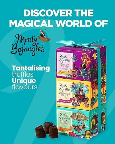 Monty Bojangles Cocoa Dusted Truffles Gift Tower (3 x 100g Pack)- 3 Luxury Chocolate Truffle Boxes - Choccy Scoffy, Scrumple Nutty & Flutter Scotch- The Perfect Chocolate Gift Box Selection thumbnail 2