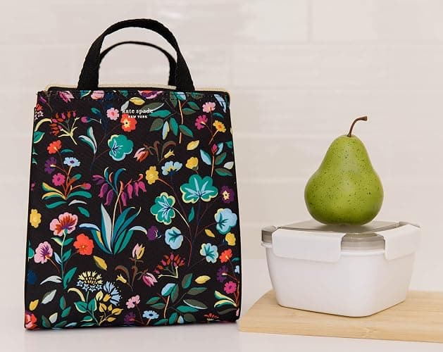 kate spade new york Insulated Lunch Tote, Autumn Floral | Cute Insulated Soft Cooler Bag, Adult Lunch Box with Silver Thermal Interior Lining and Mesh Storage Pocket thumbnail 2