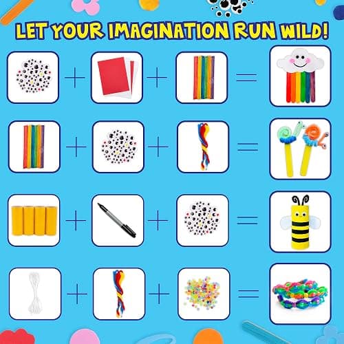 abeec Giant Craft Kit for Kids | 1000+ Piece Art & Craft Supplies Box | DIY Arts Set with Pom Poms, Beads, Stickers & More | Creative Activities for Boys & Girls | Gift for Ages 5+ thumbnail 3