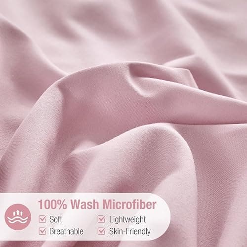 Lekesky Ruffle Duvet Cover Queen Size, Farmhouse Shabby Chic 3 Pieces Washed Microfiber Pink Girls Bedding Set, Soft Aesthetic Queen Comforter Cover with Ruffled Edges, Zipper & Corner Ties thumbnail 4