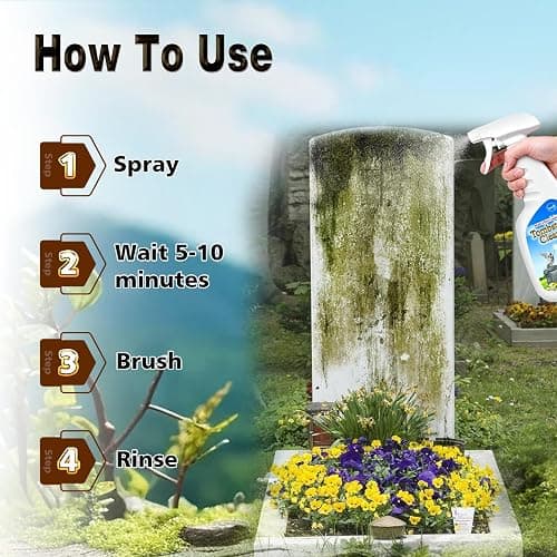 SnowLily Headstone & Stone Renewer — Formulated to Clear Moss & Stains from Granite, Quartz, Tile & Slate | Includes Tool Kit | 16.9 FL OZ thumbnail 4