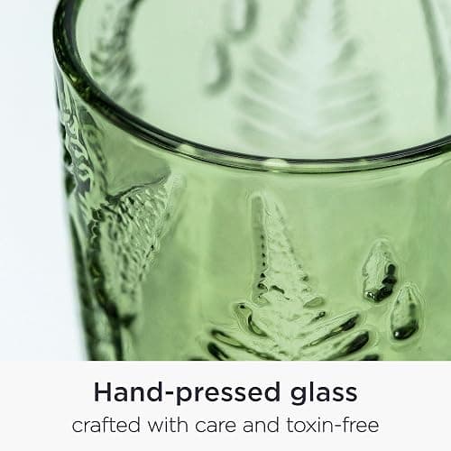 Green Drinking Glasses Set Of 4-12 Oz Hand Blown Vintage Drinking Glasses, Boho Aesthetic Antique Glassware, Colored Cute Glass Cups, Textured Highball Water Tumbler, Unique Retro Drinkware Gift thumbnail 8