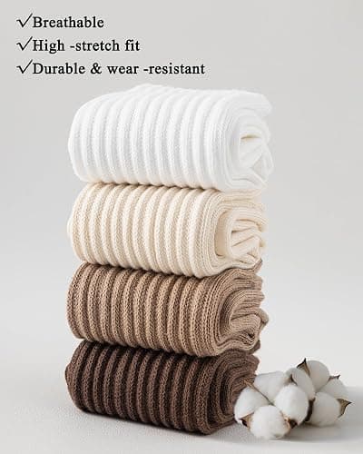 Elapse Space 3 Pairs Slouch Socks for Women Soft Mid Calf Rib Scrunch Crew Tube Socks thumbnail 7