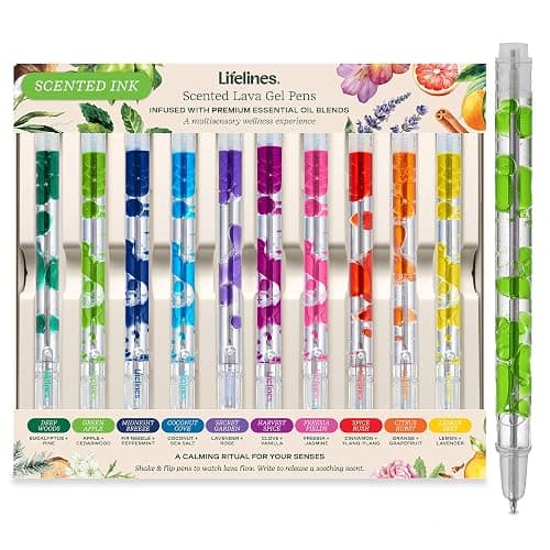 Lifelines Scented Lava Gel Pen Set, 10-Pack (Multi-Color) - 0.5mm Colored Gel Pens Infused with Scented Essential Oil Blends & Mesmerizing Lava - School Supplies for College Kids & Adults - Image 1