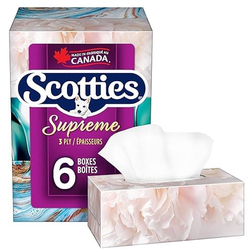 Scotties Supreme 3 Ply Soft & Strong Facial Tissue, Hypoallergenic and Dermatologist Tested, 6 Boxes, 81 Tissues per Box - Image 1