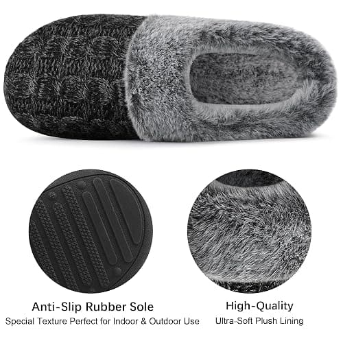shoeslocker Womens Memory Foam Fuzzy Slippers Knitted House Slippers for Women Comfy Slip-On Warm House Shoes thumbnail 5