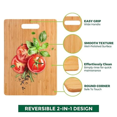 Bamboo Cutting Boards for Kitchen [Set of 3] Wood Cutting Board for Chopping Meat, Vegetables, Fruits, Cheese, Knife Friendly Serving Tray with Handles thumbnail 6