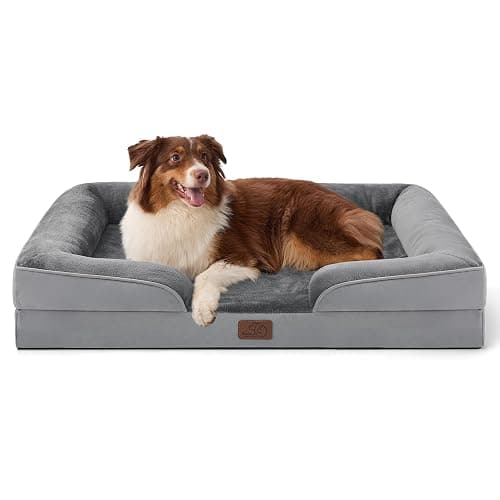 Bedsure Orthopedic Dog Beds Large Sized Dog - Washable Large Dog Cat Bed Waterproof, Comfort Dogs Couch Sofa with Washable Removable Cover, Pet Bed with Nonskid Bottom, Grey, 35" - Image 1
