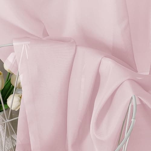 OVZME Blush Pink Sheer Curtains 84 Inches Long 2 Panels - Soft Light Filtering Window Sheer Panels for Living Room/Bedroom, Top Dual Rod Pocket, 1 Pair, Each 42Wx84L Inches thumbnail 4