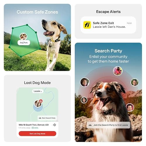 New Fi Series 3+ Smart Dog Tracker Collar – AI GPS for Dogs, Health & Behavior Monitor, Virtual Fence, Escape Alerts, Waterproof, Apple Watch Compatible 12Mo Membership Included thumbnail 4