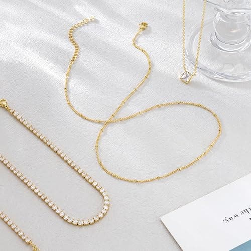 CHESKY Layered Gold Necklaces for Women Trendy, Dainty 14K Gold Plated CZ Pendant Necklace Stackble Necklace Gold Jewelry Set for Women Gifts thumbnail 8