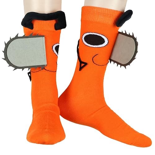 Bioworld Chainsaw Man Anime Manga Adult Pochita 3D Character Crew Sock For Men And Women - Image 1