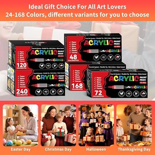 TECADA 72 Colors Acrylic Paint Markers, Soft Brush Tip Acrylic Markers Set, Paint Pens for Wood, Fabric, Canvas, Glass, Stone, Canvas, Rock Painting and DIY Crafts Art Supplies thumbnail 8