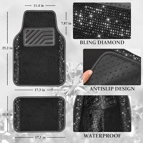 Bling diamond car floor mats 4pcs thumbnail 5