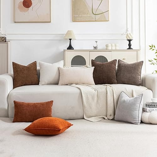 Cozoomy Set of 2 Soft Textured Decorative Throw Pillow Covers 18x18 Inch Cozy Farmhouse Cushion Cover Square Accent Pillow Cases for Bed Couch Sofa Living Room, Taupe Grey thumbnail 2