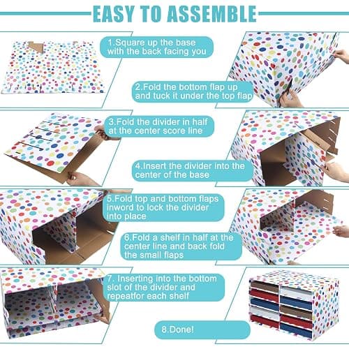 2 Pcs Confetti Classroom Paper Storage Organizer 19x12 Construction Paper Storage Desktop Mailbox File Sorter Sturdy Cardboard Literature Organizer for Home Office School thumbnail 5