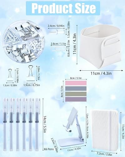 LXEVIHK 20Pcs White Desk Organizers and Accessories With Mesh Desk Organizer and 360°Rotating Pen Holder and a Lot of Office White Office Supplies Beautifully Presented in a Gift Box thumbnail 6