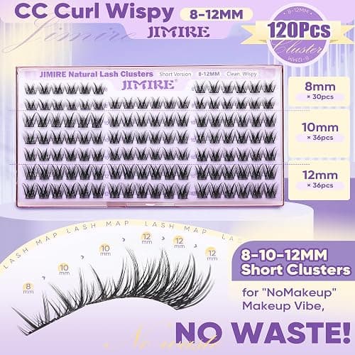 JIMIRE 8-12MM Lash Clusters Natural Look Wispy Cluster Eyelash Extensions C Curly Short Eyelash Clusters 120Pcs Soft DIY Individual Cluster Lashes Natural Lash Extensions at Home thumbnail 4