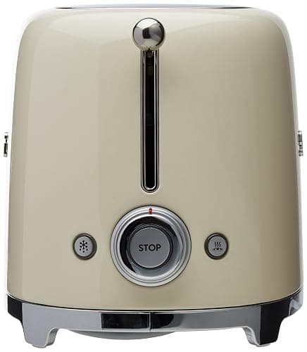 SMEG TSF02 4-Slice Toaster, 50s Retro Style, 2 Extra-Wide Long Slots, Bagel Defrost Reheat Functions, Stainless Steel - Cream thumbnail 3