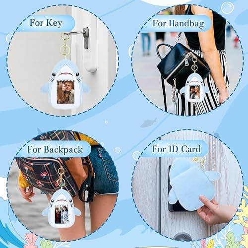NEWEST Shark Plush Kpop Photocard Holder with Keychain, Cute Shark ID Badge Holder Protector Cover, Soft Cartoon Sea Creature Photo Case Sleeves Stationery for Idol ID Card Student Worker Bag Charm thumbnail 7
