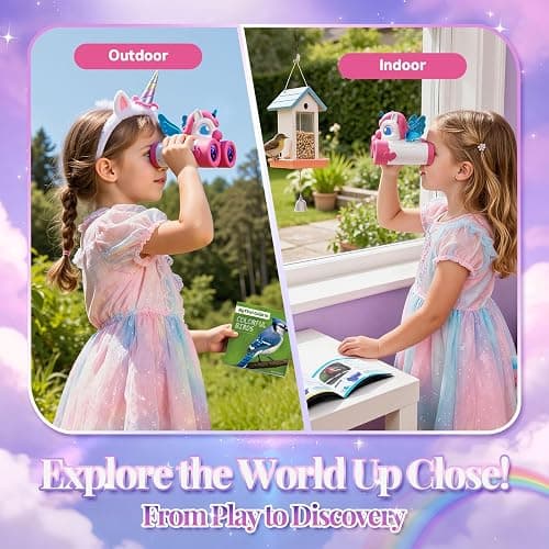 Unicorn Toys for Girls Age 3-12,Cute Heart & Wings Design Kids Binoculars with Bird Watching Manual,Toddler Toys,Kids Stocking Stuffers,3 4 5 6 7 8 9 10 11 12 Year Old Girl Christmas Birthday Gifts thumbnail 6