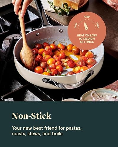 Caraway Nonstick Ceramic Sauté Pan with Lid (4.5 qt, 11.8") - Non Toxic, PTFE & PFOA Free - Oven Safe & Compatible with All Stovetops (Gas, Electric & Induction) - Sage thumbnail 5