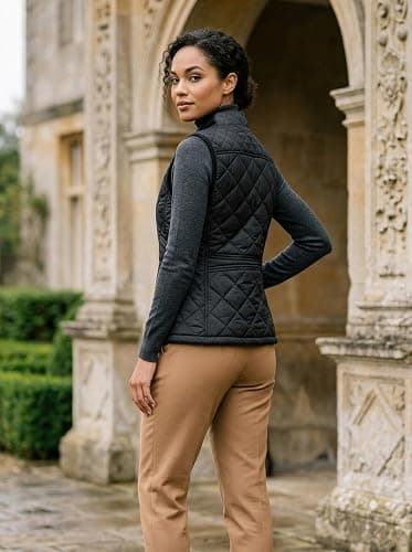 Fuinloth Women's Quilted Vest Lightweight Puffer Stand Collar Zip Gilet | 4 pockets with 2 inner storage. Quilted padded warm gilet. Fall winter outerwear layering vest for travel hiking daily wear. thumbnail 3