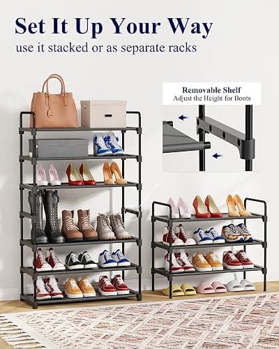 Kitsure Shoe Rack for Closet, Shoe Storage, 27.6" Wide - 3 Tiers, Black | Shoe Organizer for Closet, Entryway, Living Room, Space-Saving Shoe Shelf, Sturdy Zapateras Organizer thumbnail 7