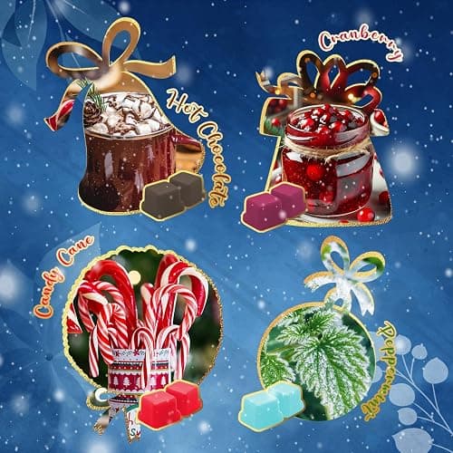 SNOWSEN Winter Scented Wax Melts, Long Lasting Premium Soy Scented Melts Cubes, Soy Wax for Wax Warmer - Gingerbread, Cranberry, Hot Chocolate, Candy Cane and More, Candle Wax Melts Set thumbnail 4
