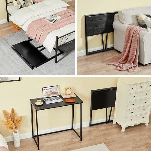 WOHOMO Folding Computer Desk, Small Writing Foldable Desk 31.5", Space-Saving Laptop Table, Easy Assemble Workstation for Home Office,Black thumbnail 6