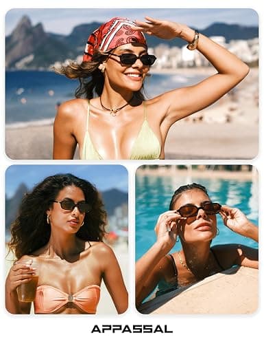 Appassal Retro Rectangular Sunglasses for Women Vintage 2026 Fashion Trendy Funny Small 90s Square Sunnies AP3698 thumbnail 2