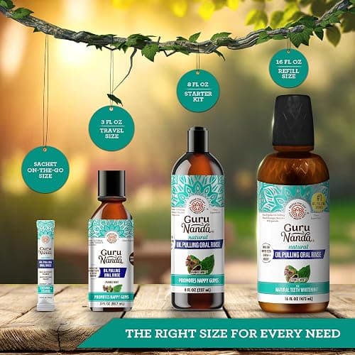 GuruNanda CocoMint Oil Pulling Mouthwash for Complete Oral Hygiene, 7 Essential Oils & Vitamins for Happy Teeth & Gums & Fresh Breath, Alcohol-Free, 16 oz thumbnail 3