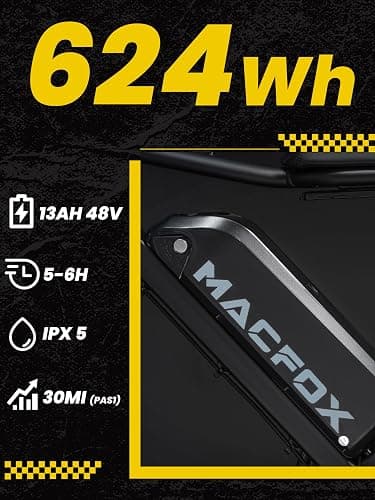 MACFOX X7/X7L Electric Bike for Teens Adults, 750W Peak Power Class 3 Ebike 25MPH with 20x5.0 Rear Fat Tire and Hydraulic Brakes High-Strength Carbon Steel Fame Suitable for Travel in The City/Campus thumbnail 9