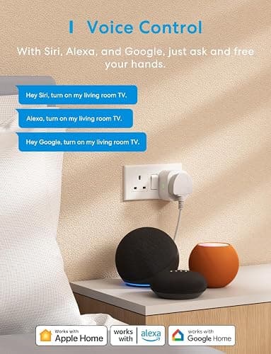 Meross Matter Smart Plug with Energy Monitoring, Mini WiFi Plug with Matter Simple Setup(MSS) Feature, Works with Apple HomeKit, Alexa, Google Home, SmartThings, Remote Voice Control, 13A - Works with Matter - 1 Pack thumbnail 5