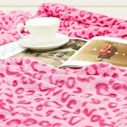 Pink Throw Blanket for Girls, Warm Soft Fuzzy Cute Small Fleece Toddler Throw Blanket for Lap Nap Daycare, Pink Gifts for Girls Women, Home Room Decor, 40x50 Inches thumbnail 3