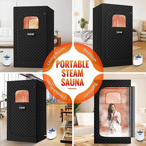 X-Vcak Upgraded Portable Sauna for Home，Relaxation, Steam Sauna for Home with Steamer, Remote Control, Folding Chair, 9 Levels thumbnail 7