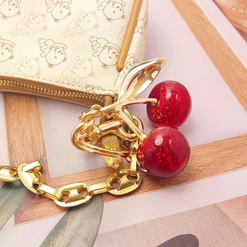 Nalefow 3PCS Vintage Pearl Bag Extender Chain Purse Strap Extenders Sweet Cherry Bag Charm Keychain Purse Handbags thumbnail 5