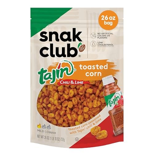 Snak Club Tajin Toasted Corn, Roasted Corn Nuggets with Chili and Lime Seasoning, Mild, Non-GMO, Gluten-Free, Kosher Snack, No Artificial Colors or Flavors, Low Cholesterol, 26 oz Resealable Bag - Image 1