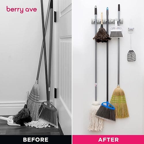EXTRA GRIP Mop & Broom Holder Wall Mount - Wall Hanging Garden Tool & Utility Closet Organizer, Mop & Broom Hook, Broom Hanger Wall Mount, Mop Broom Organizer, Wall Mounted Broom Rack Mop Storage thumbnail 6