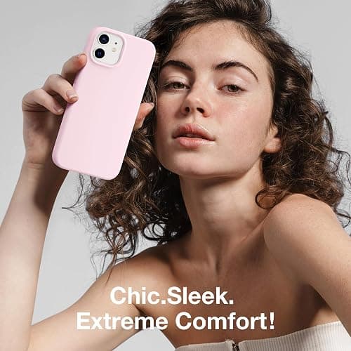 GONEZ Magnetic for iPhone 12 Case / 12 Pro Case, Compatible with MagSafe, [Screen Protector + Camera Lens Protector], Silicone Shockproof Anti-Scratch Protective Phone Case 6.1 inch, Chalk Pink thumbnail 9