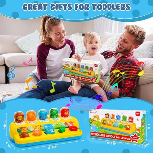 Interactive Pop up Animal Toys with Music & Light, Montessori Cause and Effect Toys for 1 Year Old Boy Girl Early Learning Musical Baby Toy 9-12-18 Months STEM Toddler Toy Age 1-2 Gift for Infant thumbnail 6