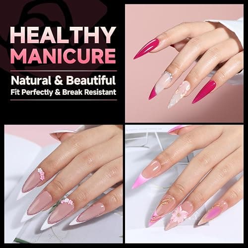 UNA GELLA Long Stiletto Gel Nail Tips Full Cover 120pcs Half Matte Nail Tips Long Stiletto Almond Fake Clear Nails Tips S tiletto Press on Nails for Nail Extensions Home Nail Art Salon 12 Sizes thumbnail 2
