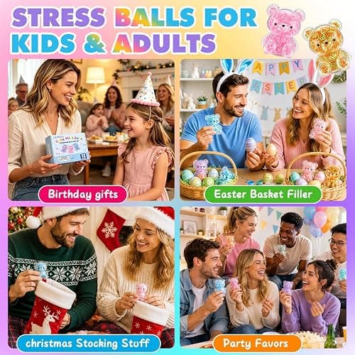 12 Pack Bear Squishy Toys，Squishy Stress Squeeze Balls for Adults Kids | Bulk Mini Squishies Balls for Calming , Fidget Toys for Party Favors ,Birthday Giftsf, Classroom Prizes thumbnail 7