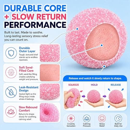 2Pc Crunchy Squishy Stress Ball, Slushy Squishy Fidget Toy, Crunchy ASMR Feel, ice-Skin slushy Texture, moldable Squeeze Play, and Portable Stress Relief (J- 2Pc) thumbnail 5
