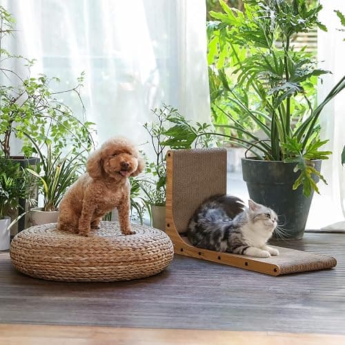 FUKUMARU Cat Scratcher, 26.8 Inch L Shape Cat Scratch Pad Wall Mounted, Cat Scratching Cardboard with Ball Toy for Indoor Cats, Large Size thumbnail 4